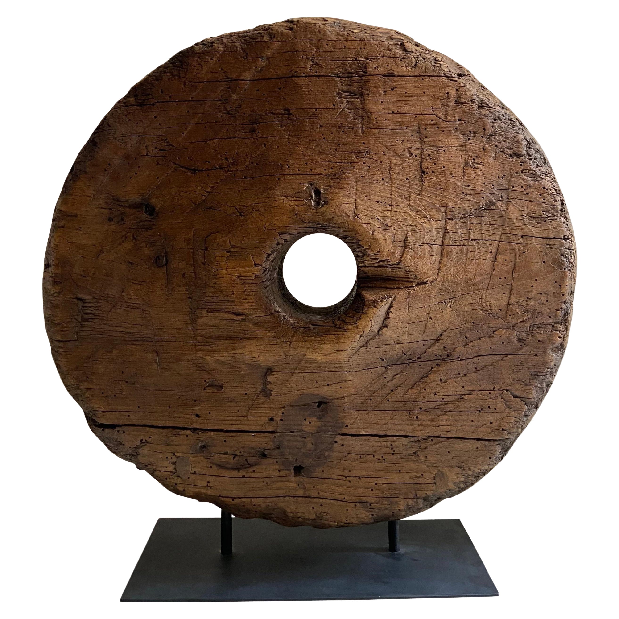 Hardwood Wagon Wheel from Mexico, circa Early 1800's For Sale