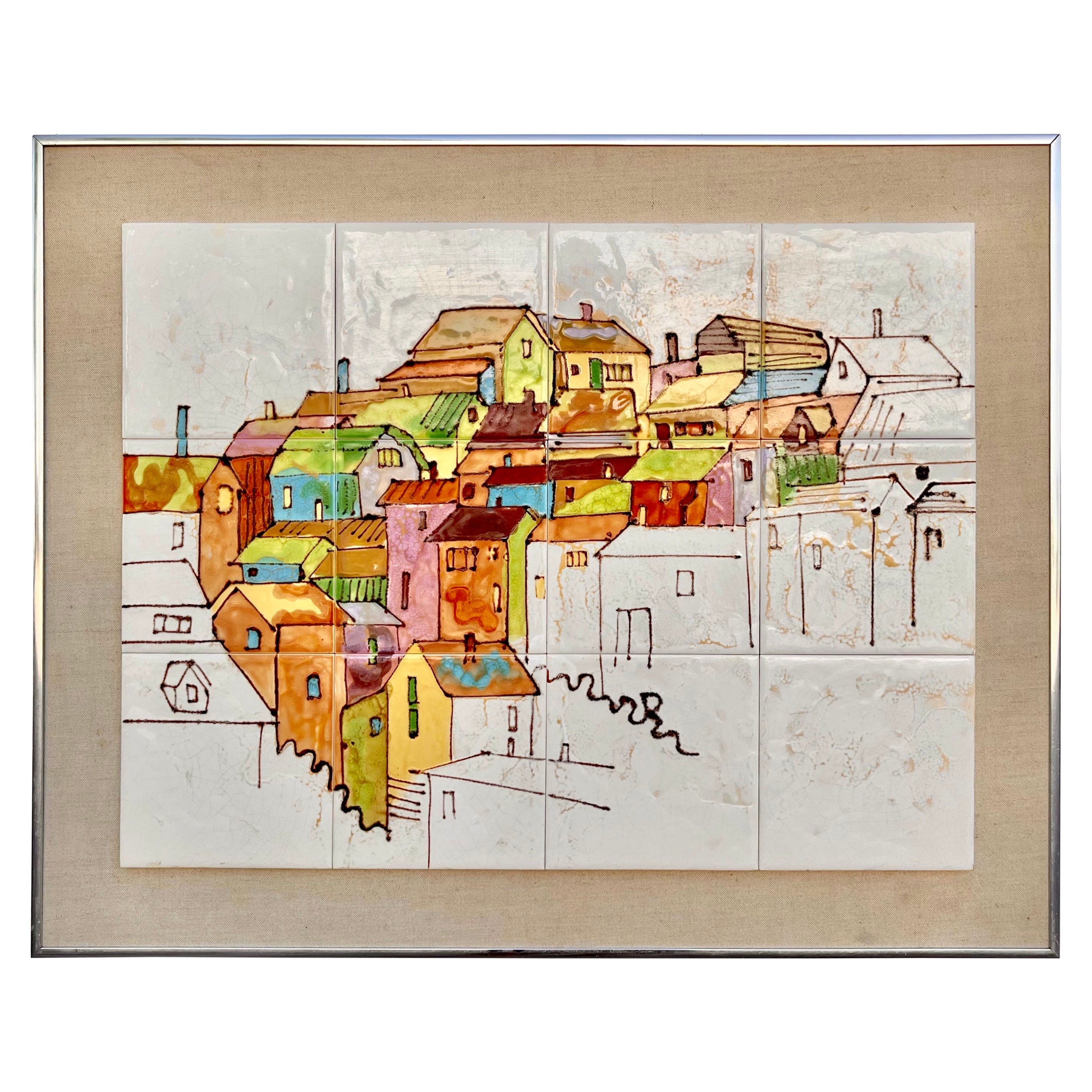 mid-century-modern-harris-strong-village-hand-painted-ceramic-tile