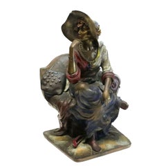 Isaac Maimon Kalt bemalte Bronzeskulptur sitzende Frau