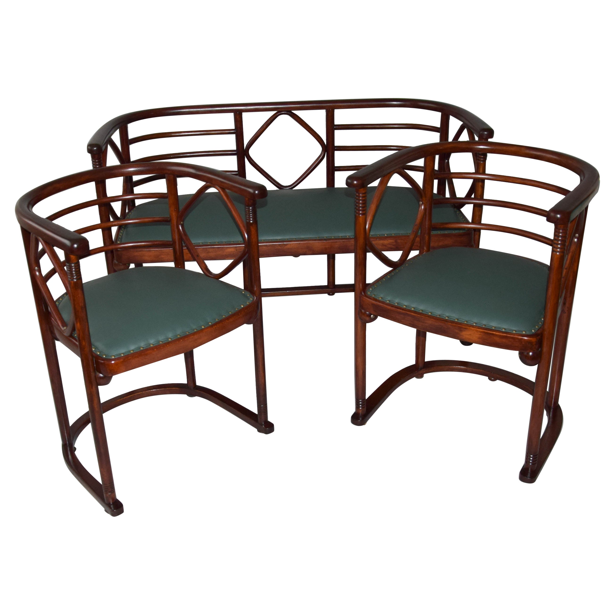 Set of Sofa and Two Armchairs by Josef Hoffmann, 1900s