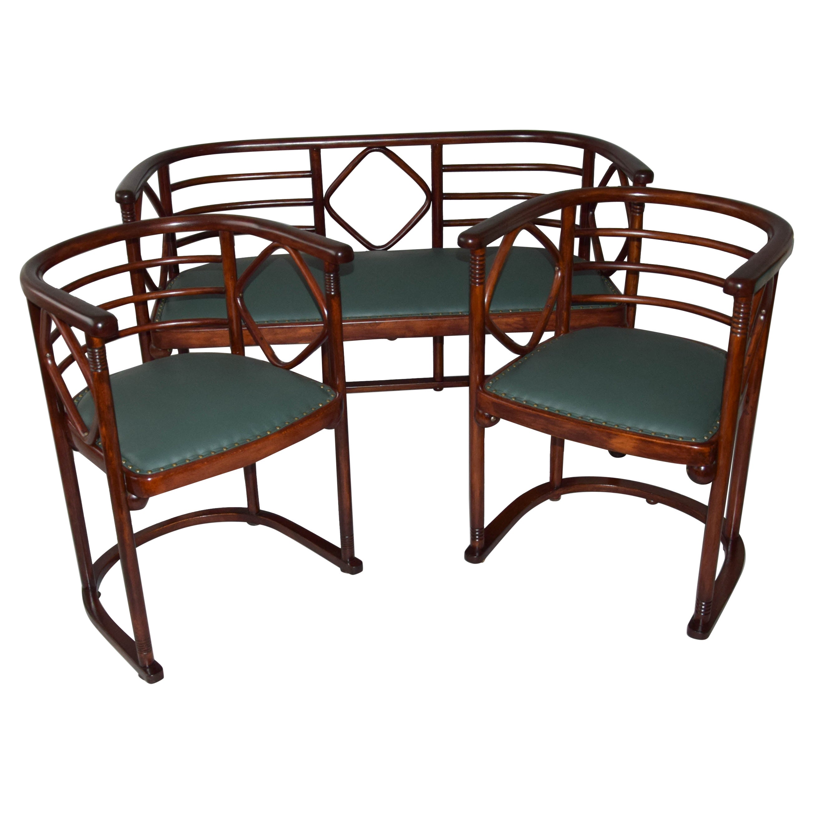 Ensemble de canapé et deux fauteuils de Josef Hoffmann, années 1900