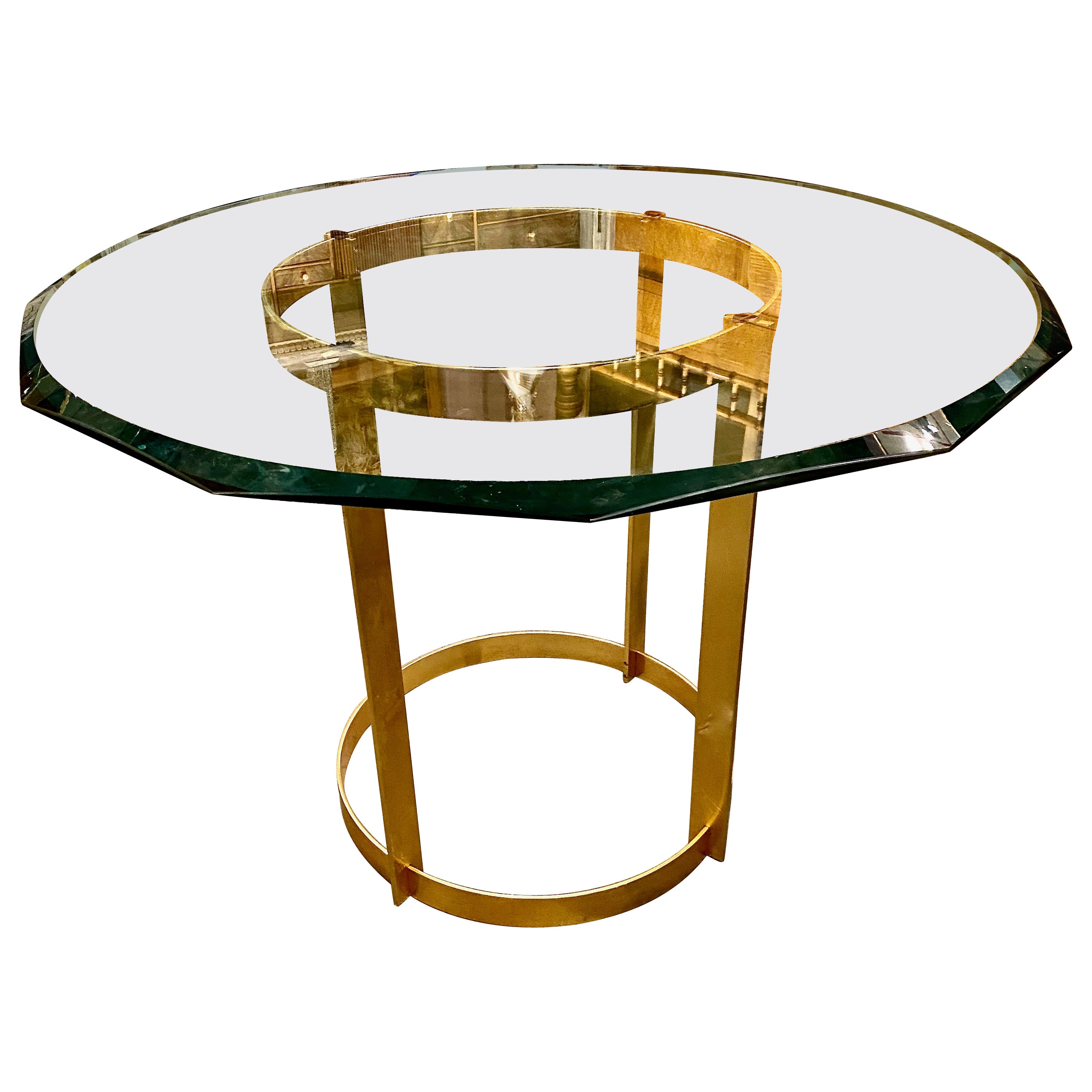 Fontana Arte Attributed Gilt Bronze and Glass Center Table