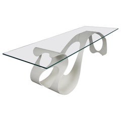 Retro Modernist Sculpture Coffee Table after Carlo Mollino Arabesque in Sculpted Iron