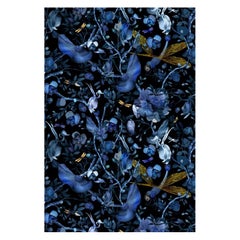 Kleiner, rechteckiger Biophillia-Teppich aus Wolle von Kit Miles in Blau und Schwarz von Moooi