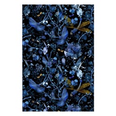 Moooi Großer Biophillia Blau Schwarzer Rechteck-Teppich aus niedrigflorigem Polyamid