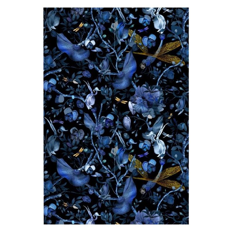 Moooi Large Biophillia Blue Black Rectangle Rug in Wool by Kit Miles