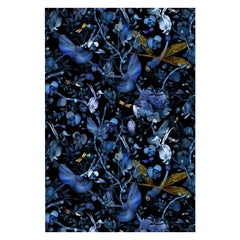 Großer, rechteckiger Biophillia-Teppich aus Wolle von Kit Miles in Blau und Schwarz von Moooi