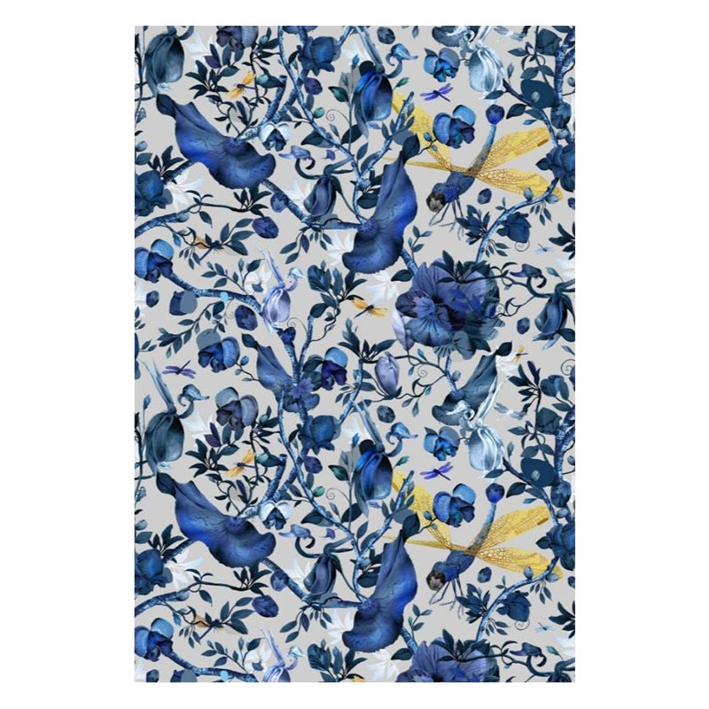 Moooi Small Biophillia Blue Grey Rectangle Rug in Low Pile Polyamide