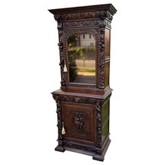Antique French Bookcase Hunt Cabinet Display Buffet Black Forest 19th C Petite