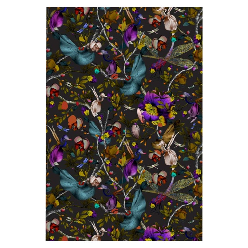Kleiner, rechteckiger Biophillia-Teppich aus dunklem Schiefer in Wolle von Kit Miles, von Moooi im Angebot