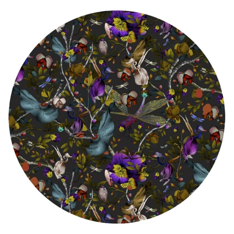 Moooi Small Biophillia Dark Slate Round Rug in Low Pile Polyamide by Kit Miles For Sale