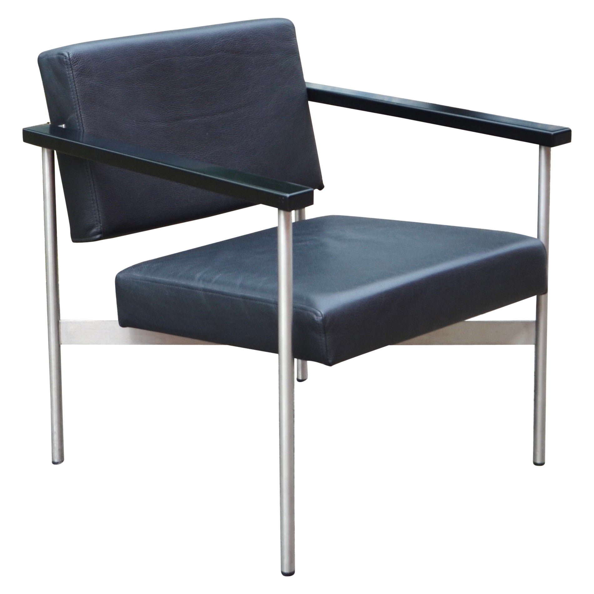 Hans Gugelot Minimalist Leather Lounge Chair GS1076 Armchair Habit For Sale