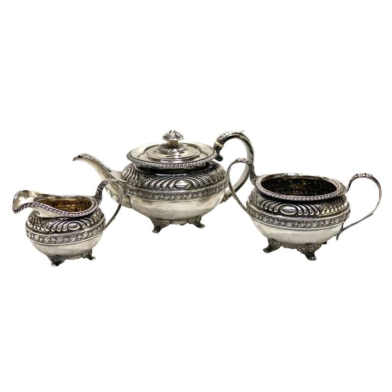 Rebecca Emes & Edward Barnard i London Sterling Silver 3 Piece Tea Set, 1817