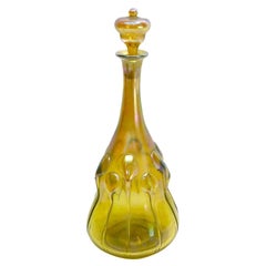 LCT Tiffany Favrile Gold Iridescent Lily Pad Decanter Applied Tendrils circa1890