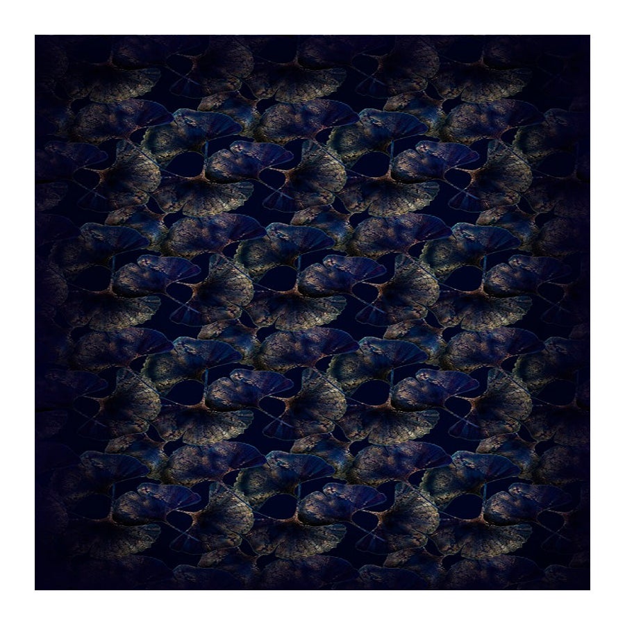 Moooi - Petit tapis rectangulaire bleu à poils bas en polyamide Ginko Leaf en vente