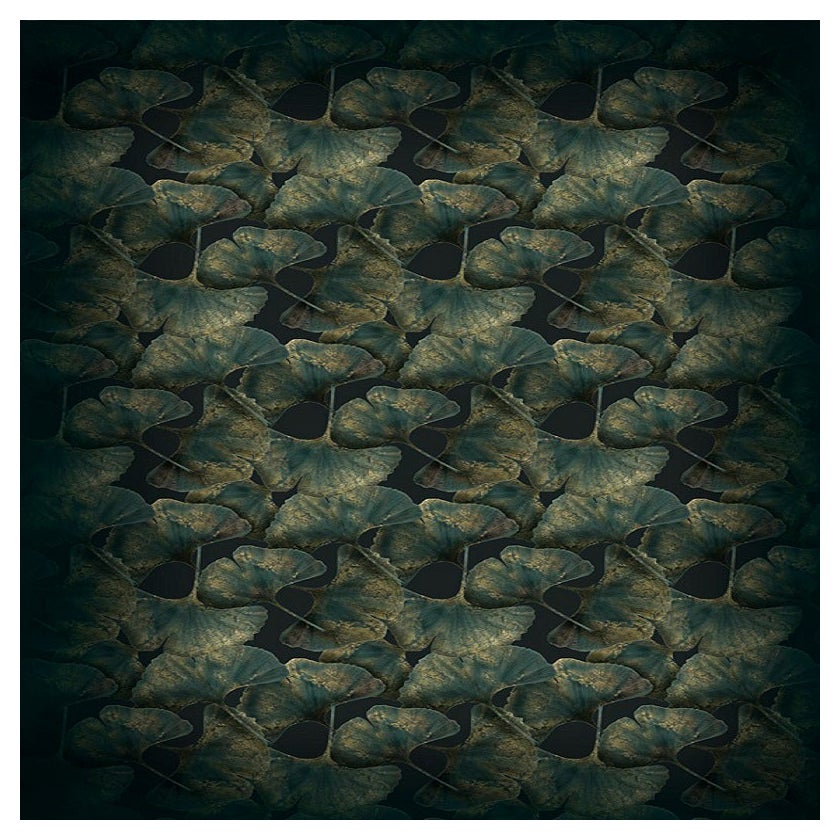 Grand tapis rectangulaire Moooi vert feuille de Ginko en laine d'Edward van Vliet