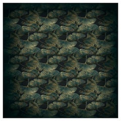 Grand tapis rectangulaire Moooi vert feuille de Ginko en laine d'Edward van Vliet