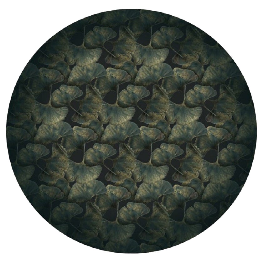 Moooi Small Ginko Leaf Green Round Rug in Low Pile Polyamide by Edward Van Vliet For Sale
