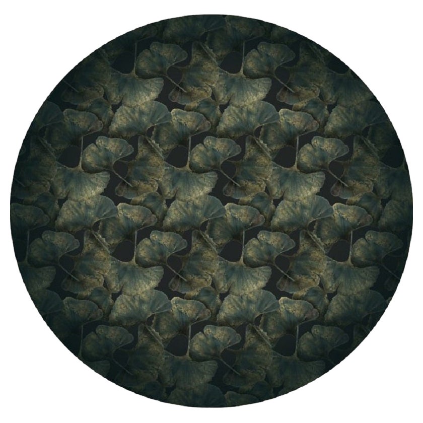 Moooi Alfombra redonda pequeña Ginko Hoja Verde de poliamida de pelo bajo by Edward van Vliet