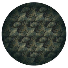 Petit tapis rond Moooi vert feuille Ginko en polyamide à poils bas d'Edward Van Vliet