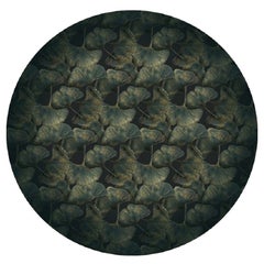 Moooi Large Ginko Leaf Green Round Rug in Low Pile Polyamide by Edward van Vliet