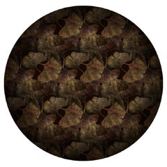 Moooi Small Ginko Leaf Rust Round Rug in Low Pile Polyamide by Edward van Vliet