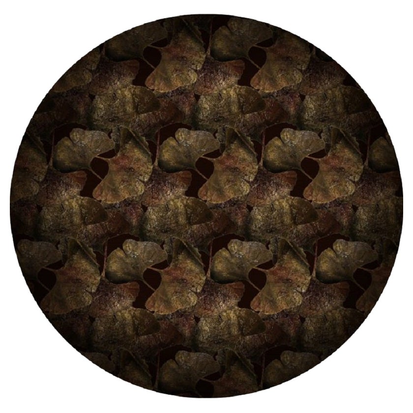 Moooi Small Ginko Leaf Rust Round Rug in Soft Yarn Polyamide For Sale