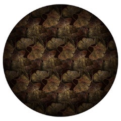 Moooi Large Ginko Leaf Rust Round Rug in Soft Yarn Polyamide