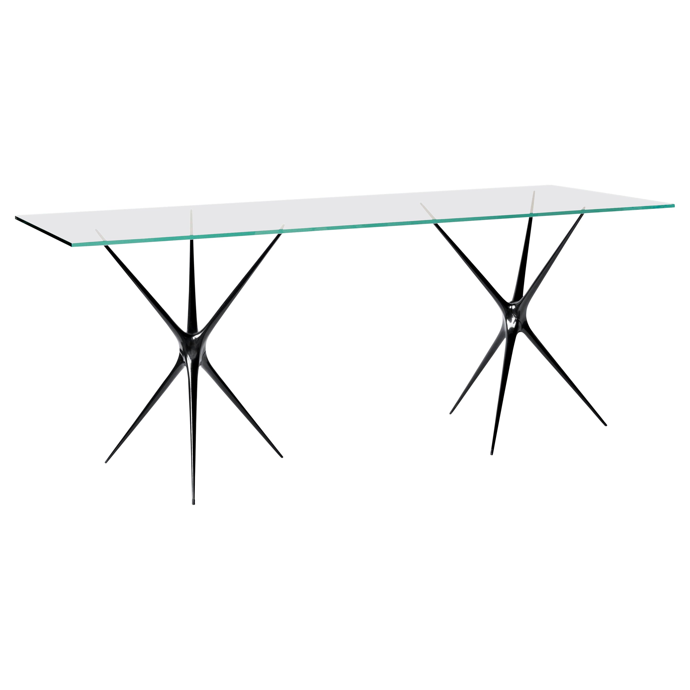 Supernova, Recycled Cast Aluminum & Glass Desk in Black by Made in Ratio For Sale