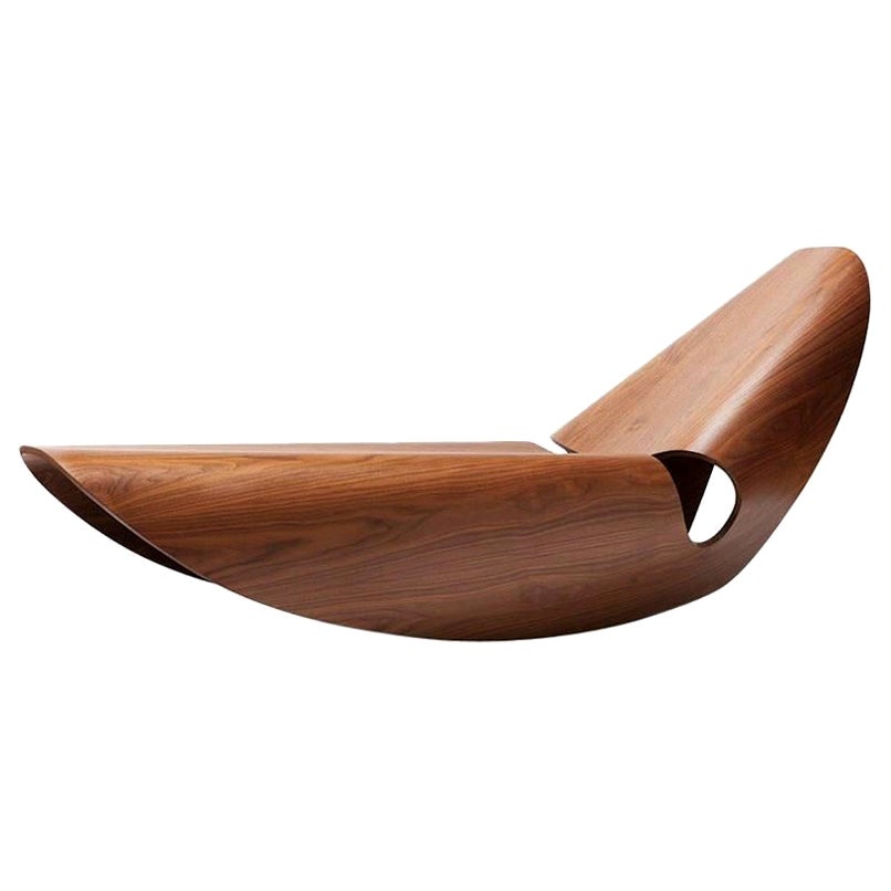 Cowrie, Rocking Chaise Longue, Walnut Veneered Bent Plywood, Made in Ratio For Sale