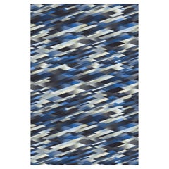 Moooi Small Diagonal Gradient Blue Rug in Low Pile Polyamide by Kit Miles