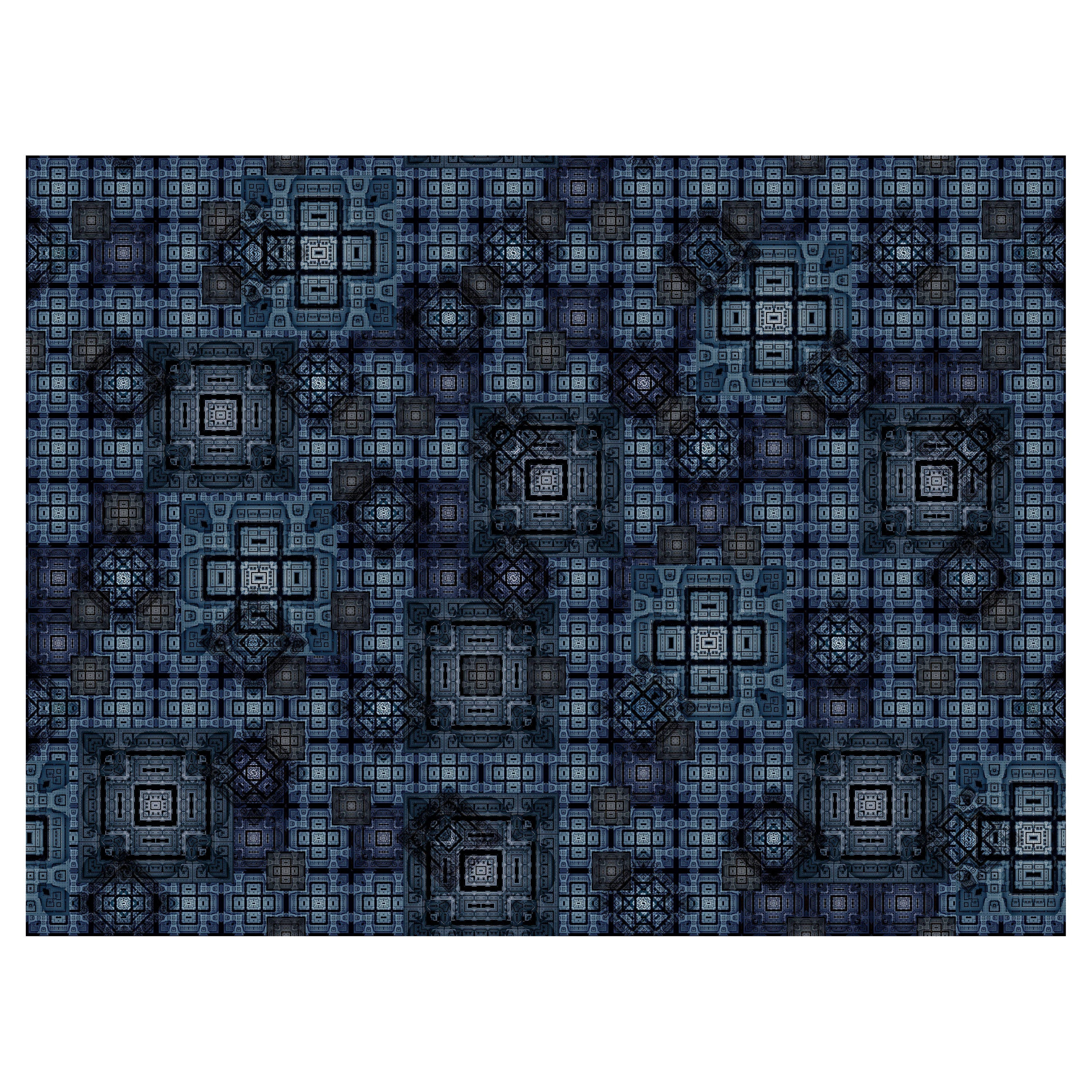 Moooi S.F.M. #078 Blue Broadloom Rug in Wool by Marcel Wanders Studio