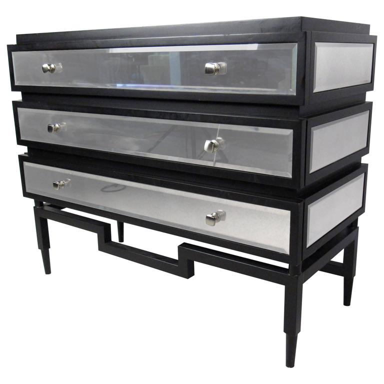 Stylish Modern ThreeDrawer Dresser with Mirror Finish For Sale at 1stdibs