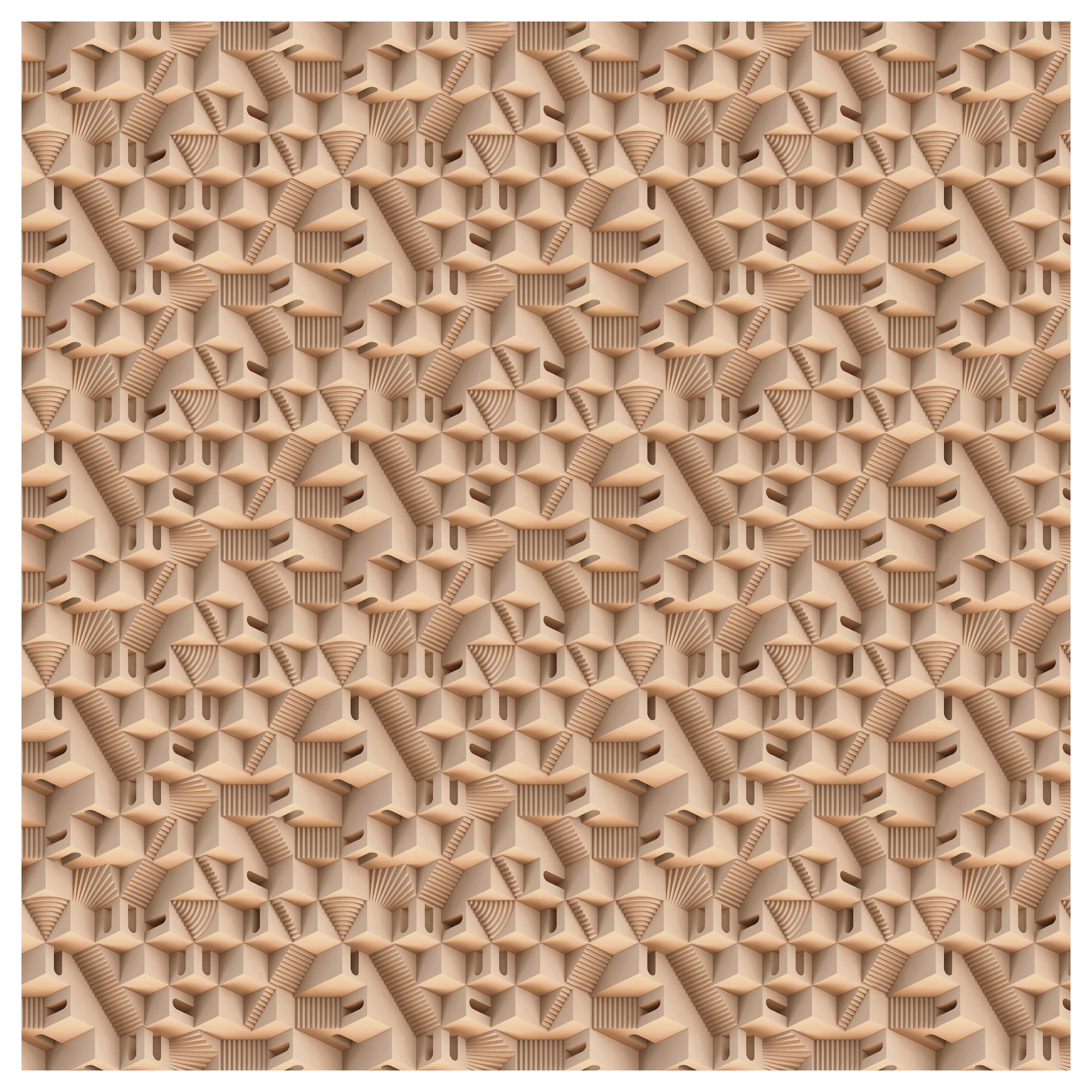 Moooi Großer quadratischer Maze Puglia-Teppich aus Wolle mit blindem Saum von Note im Angebot