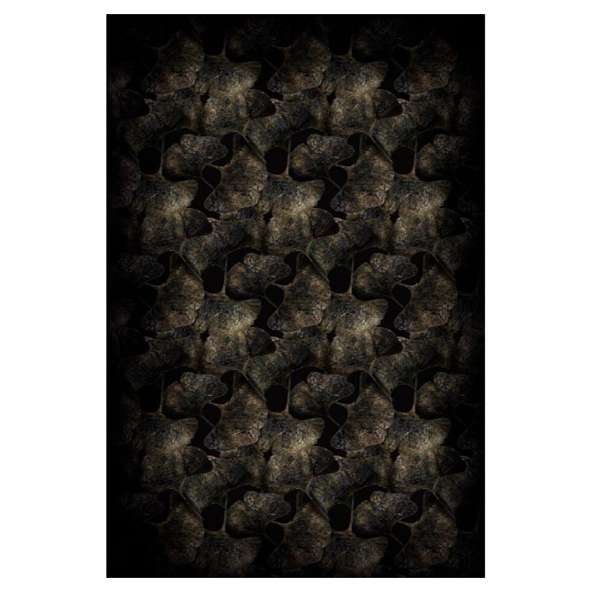Moooi Kleiner schwarzer rechteckiger Ginko-Blatt-Teppich aus Polyamide mit niedrigem Flor