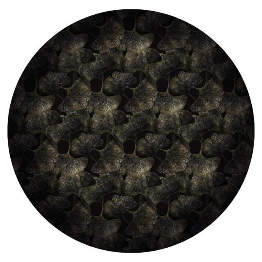 Moooi Tapis rond noir à petites feuilles de ginko en polyamide à faible épaisseur Edward van Vliet en vente