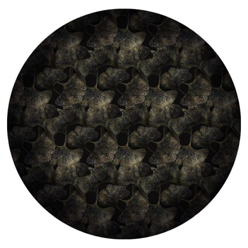 Moooi Alfombra redonda grande Ginko Leaf negra de poliamida de pelo bajo by Edward van Vliet