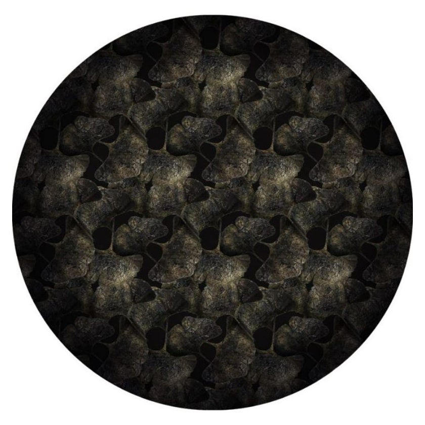 Moooi Large Ginko Leaf Black Round Rug in Low Pile Polyamide by Edward van Vliet