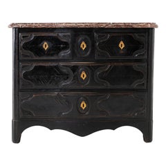 18th Century French Ebonised Commode with Marble Top
