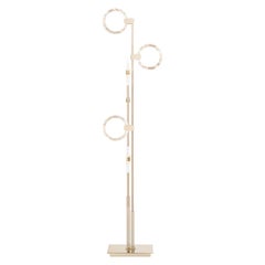 Floor Lamp Metal Structur Polished Champagne Finish Decorative Methacrylate Ring