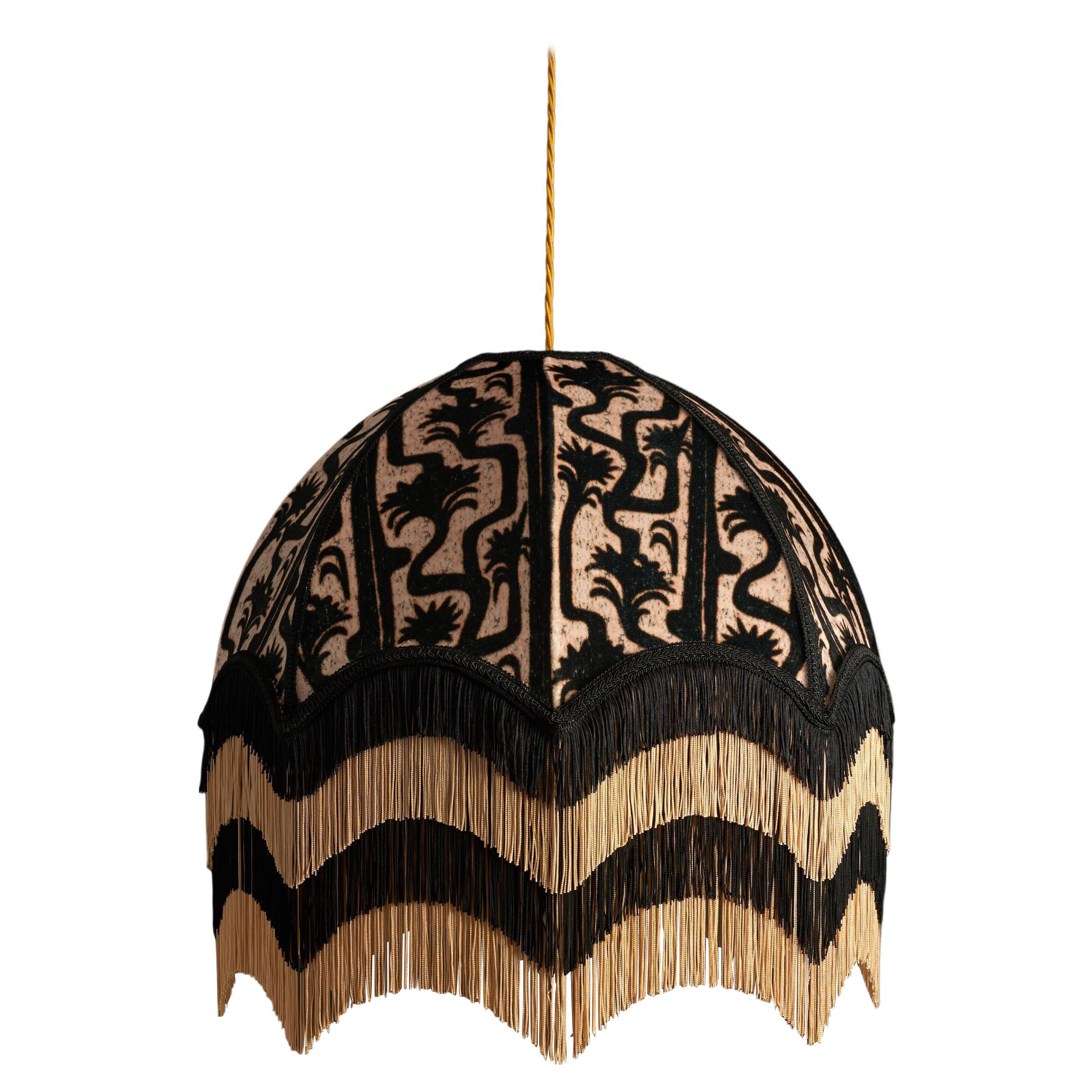 Puzzle Lampshade with Fringing - Large (18") For Sale at 1stDibs