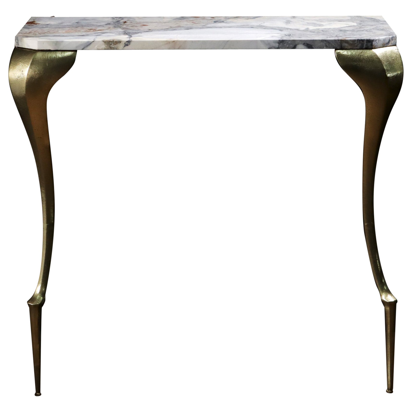 Table console Art Nouveau en bronze et marbre de Costantini, Lychorinda, en stock