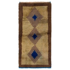 2.8x5.6 Ft Vintage Handmade "Tulu" Rug with Triple Medallion Design. 100% Wool