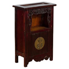 Qing Dynasty 19. Jahrhundert Schmuck Kabinett mit Stern-geschnitzt Regal