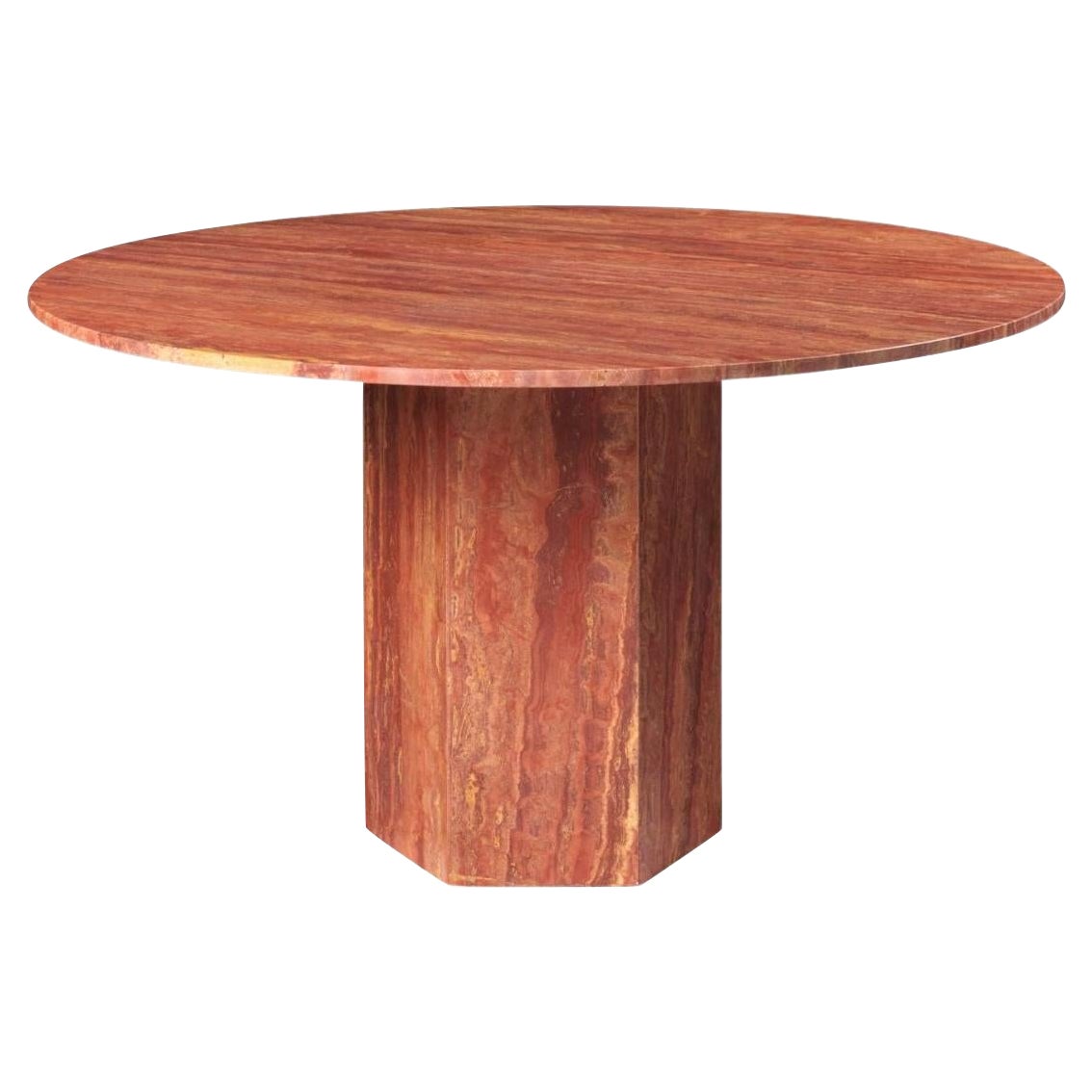 Travertine Epic Dining Table by Gamfratesi for Gubi in Burnt Red For Sale