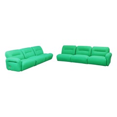 Italienisches modulares italienisches Space Age-Sofa aus leuchtend grünem Stoff, 1970er Jahre