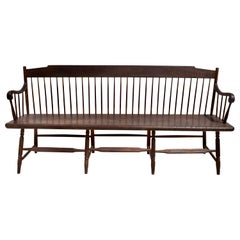 Antique American Windsor Bench Early 19th C.