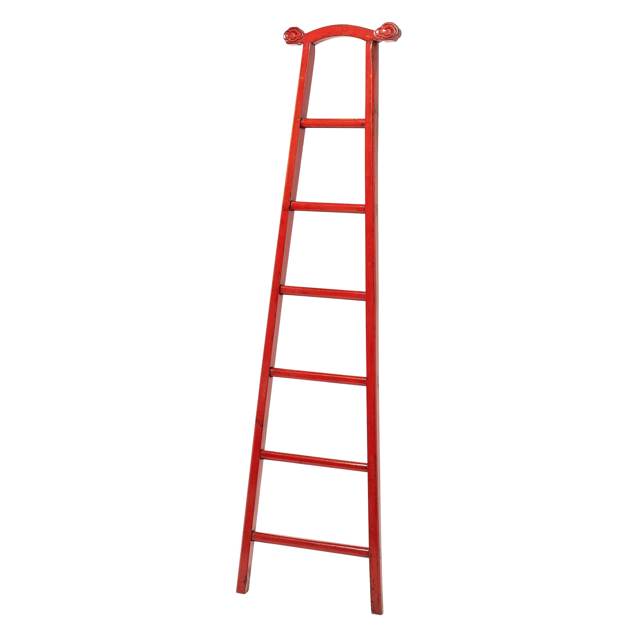 Chinese Red Lacquer Cloud Ladder, c. 1900 For Sale