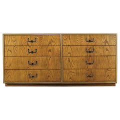 Used Modern Campaign Style Eight Drawer Oak Dresser by Founders Furniture
