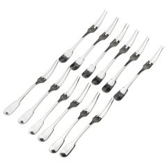 Set di 12 forchette per frutti di mare placcate in argento realizzate da Christofle Model Cluny